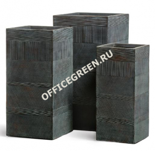 Кашпо TREEZ ERGO Graphics Высокий куб Окись с медной патиной